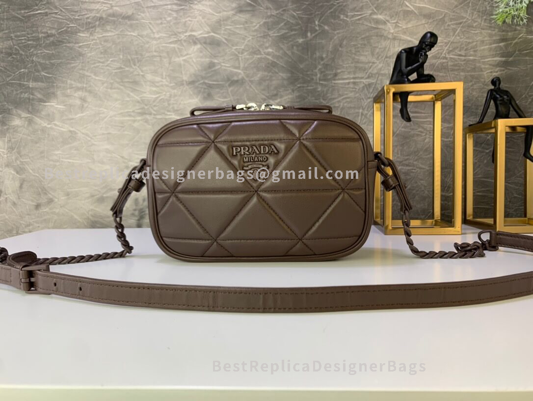 Prada Coffee Leather Shoulder Bag SHW 141